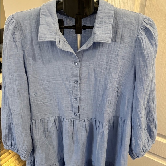 Blue Long Sleeve Babydoll Dress - Picture 4 of 8